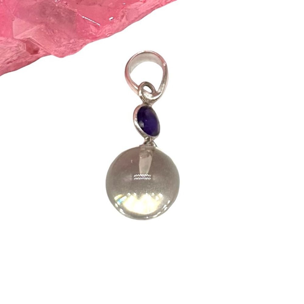 Prasiolite Green Amethyst Necklace Pendant Solid 925 Sterling Silver Stone Ball